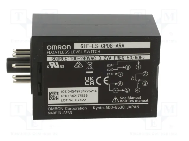 OMRON 61F-LS-CP08-ARA Relé de monitorización de nivel de líquido conductivo