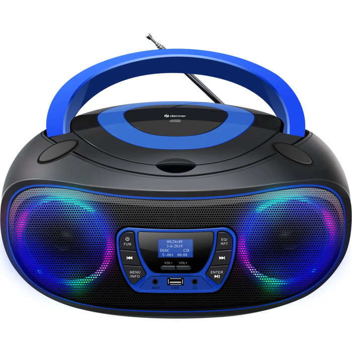 Denver TDB-212BU Boombox con DAB+, Bluetooth y CD, Azul