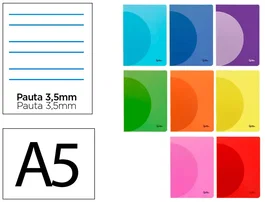 Liderpapel Libreta Tapa Plástico A5 48 Hojas 90gr Pauta 4 3,5mm Colores Surtidos