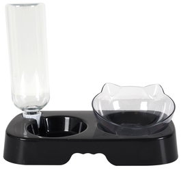 The Concept Factory Comedero Bebedero Gato Mon Chat Mon Ch Elevado con Dispensador de Agua 500ml