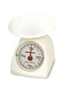 Orbegozo PC 1015 Báscula de Cocina Mecánica - Capacidad 5 kg, Precisión 10 g, Superficie de Plástico Lisa, Color Blanco