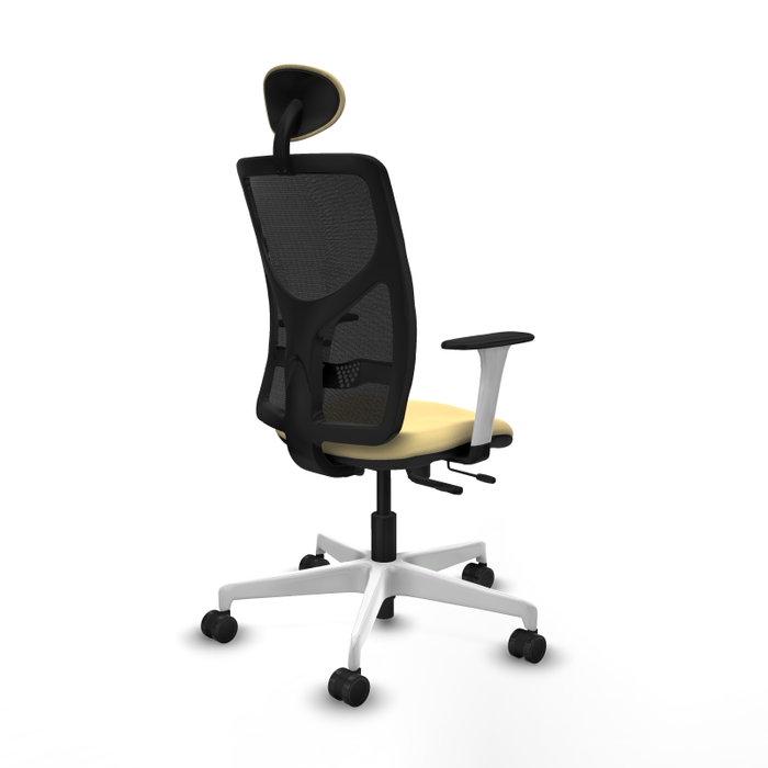 PIQUERAS Y CRESPO Silla de oficina Motilla con mecanismo Sincro/Traslack Crema y Negro