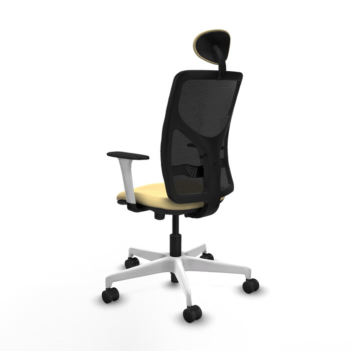 PIQUERAS Y CRESPO Silla de oficina Motilla con mecanismo Sincro/Traslack Crema y Negro
