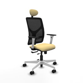 PIQUERAS Y CRESPO Silla de oficina Motilla con mecanismo Sincro/Traslack Crema y Negro