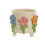 DKD Home Decor Macetero Dolomite Flores Crema