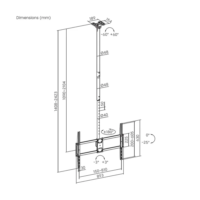 Aisens Soporte de Techo CT100TSLE-393 para TV de 50-100 pulgadas
