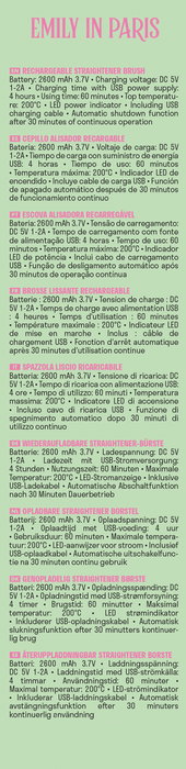 Inde Cepillo Alisador Recargable Emily In Paris 19.5 cm de largo x 3.5 cm de ancho x 3.6 cm de alto (12 Unidades)