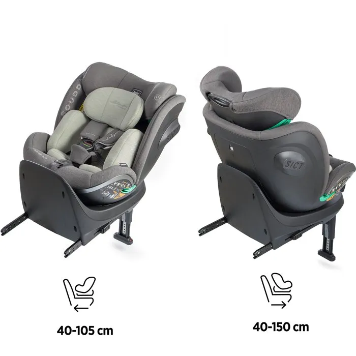 Babyauto Silla de Coche Grupo 0/1/2/3 Giratoria y Reclinable con Reductor y Pata de Apoyo Color Oliva