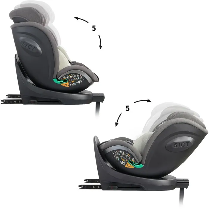 Babyauto Silla de Coche Grupo 0/1/2/3 Giratoria y Reclinable con Reductor y Pata de Apoyo Color Oliva