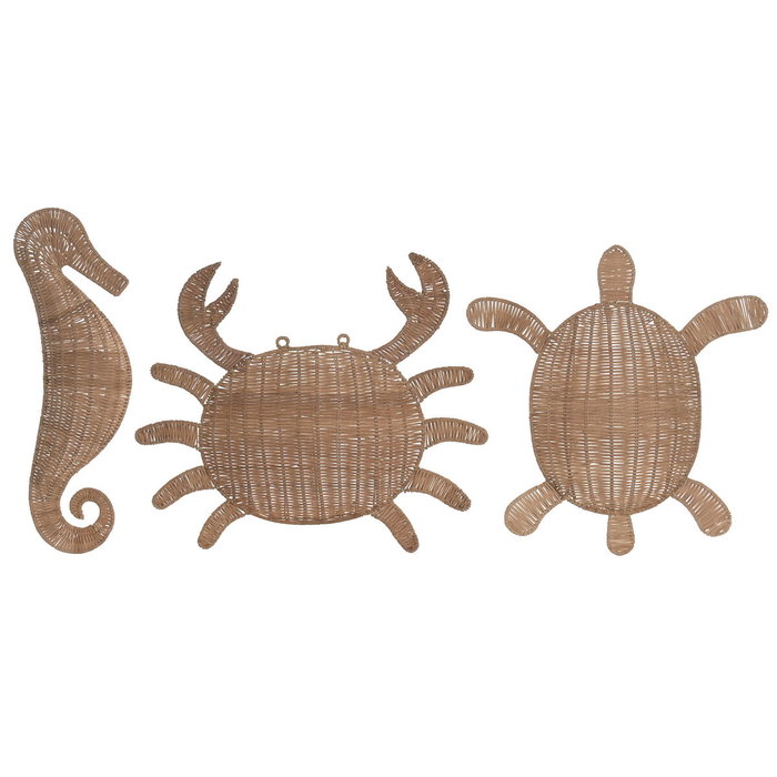 DKD Home Decor Decoración de Pared de Ratán Tortuga Surtido de 3 DKD Home Decor Decoración de Pared de Ratán Tortuga Surtido de 3