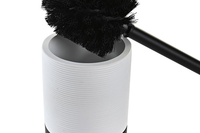 DKD Home Decor Escobillero Basicos Blanco Negro Resina Inox 10 x 38 x 10 cm (2 Unidades)