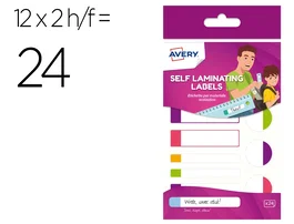 Avery Etiquetas Plastificables Colores Fluorescentes Blister 24 Unidades