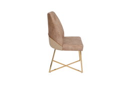 Hanah Home Sillas Madrid 913 V2, Juego de 2 Sillas Barrocas, Estructura 100% Metálica, Asiento Terciopelo o Piel Sintética, Color Dorado y Marrón