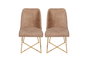 Hanah Home Sillas Madrid 913 V2, Juego de 2 Sillas Barrocas, Estructura 100% Metálica, Asiento Terciopelo o Piel Sintética, Color Dorado y Marrón