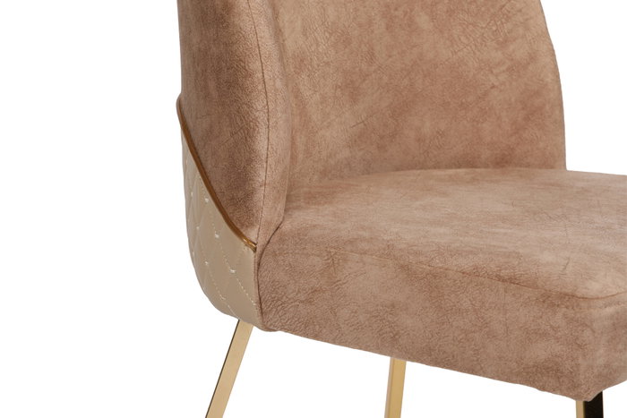 Hanah Home Sillas Madrid 913 V2, Juego de 2 Sillas Barrocas, Estructura 100% Metálica, Asiento Terciopelo o Piel Sintética, Color Dorado y Marrón