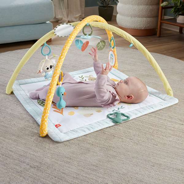 Fisher-Price Manta Gimnasio Sensimals con 6 Juguetes Sensoriales Portátiles para Bebés desde 1 Mes