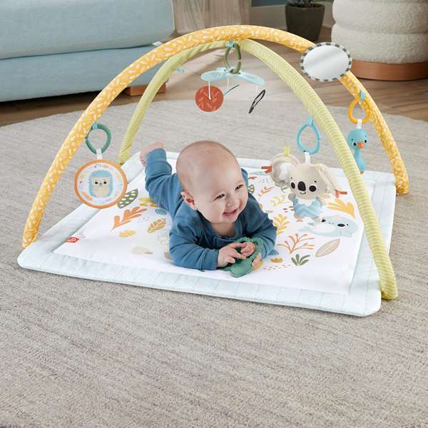 Fisher-Price Manta Gimnasio Sensimals con 6 Juguetes Sensoriales Portátiles para Bebés desde 1 Mes