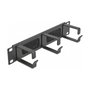 DeLOCK Panel pasacables con cepillo de 10 pulgadas con 3 ganchos, 1U, Negro