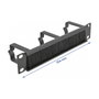DeLOCK Panel pasacables con cepillo de 10 pulgadas con 3 ganchos, 1U, Negro