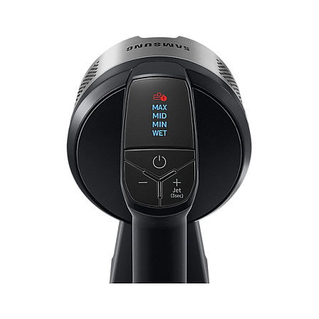 Samsung Jet 75e CompleteClean Aspiradora Escoba 2 en 1 Sin Bolsa - Aspirador Multiciclónico con Batería Ion-Litio para Alfombra y Suelo Duro, Negro y Cromo (VS20B75BCR5)