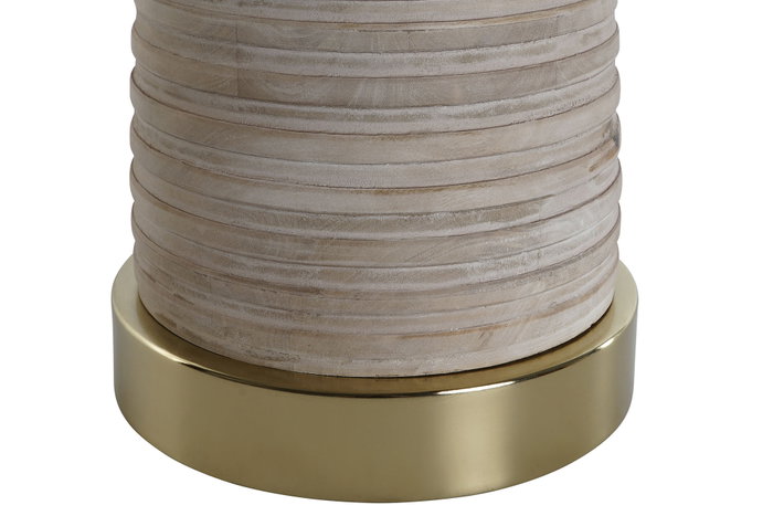 DKD Home Decor Mesita Auxiliar de Metal y Madera Natural y Dorado