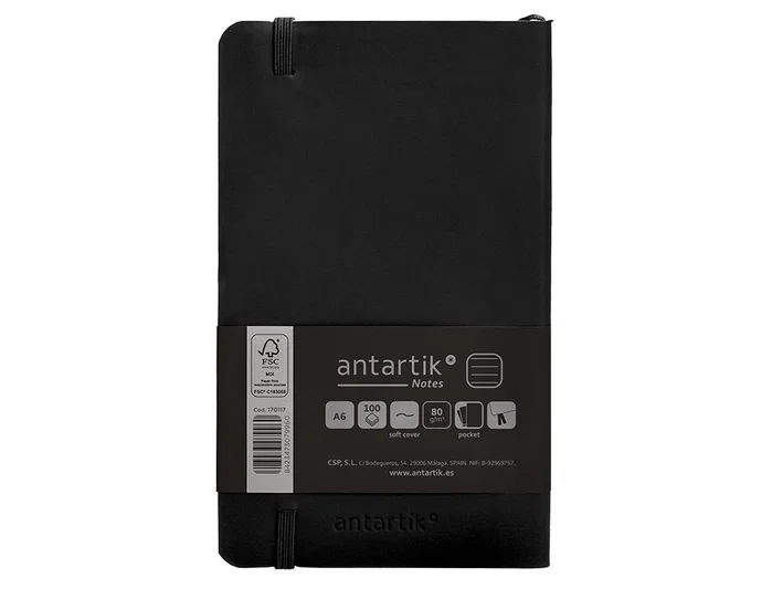 Antartik Cuaderno Antartik Notes Tapa Blanda A6 Rayas Negro 100 Hojas