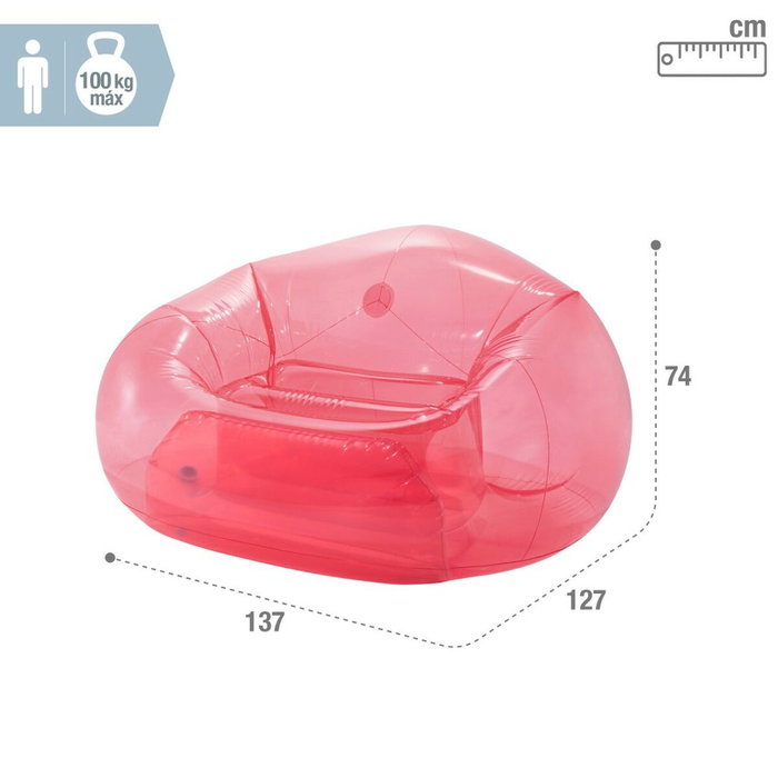 Sillón Hinchable para Piscina Intex Beanless Transparente Rosa 137 x 74 x 127 cm (4 Unidades)