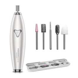 TOUCHBeauty Kit de Manicura y Pedicura Eléctrica 6 en 1, Recargable, Blanco