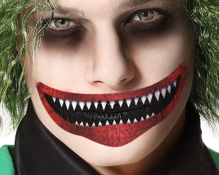 Accesorio Halloween Maquillaje Boca Siniestro Tatuaje Dental Rojo Accesorio Halloween Maquillaje Boca Siniestro Tatuaje Dental Rojo