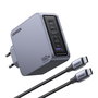 UGREEN Nexode Pro Cargador 160W GaN con Cable USB-C, Negro/Gris, Carga Rápida USB PD 3.1 para 4 Dispositivos