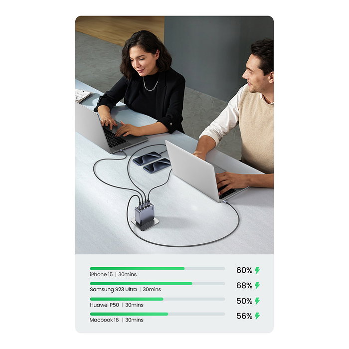 UGREEN Nexode Pro 160W Cargador GaN con Cable USB-C, Negro/Gris, Interior