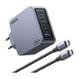 UGREEN Nexode Pro 160W Cargador GaN con Cable USB-C, Negro/Gris, Interior
