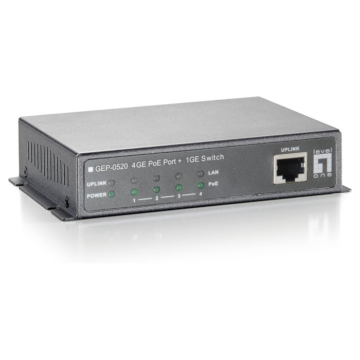 Level One GEP-0520 Switch Gigabit Ethernet PoE de 5 puertos, 61,6W, 4 puertos PoE Level One GEP-0520 Switch Gigabit Ethernet PoE de 5 puertos, 61,6W, 4 puertos PoE