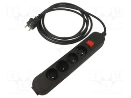 JONEX Prolongador de alimentación H05VV-F 3G2,5mm2 3m Negro