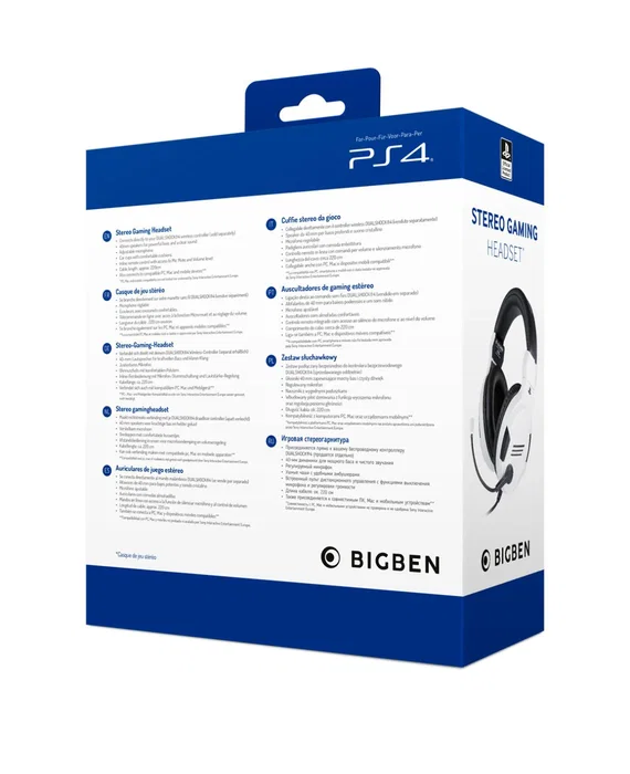 BIG BEN PS4OFHEADSETV3 Auriculares Gaming para PS4 con Micrófono Boom Alámbrico Diadema Supraaural Color Negro y Blanco