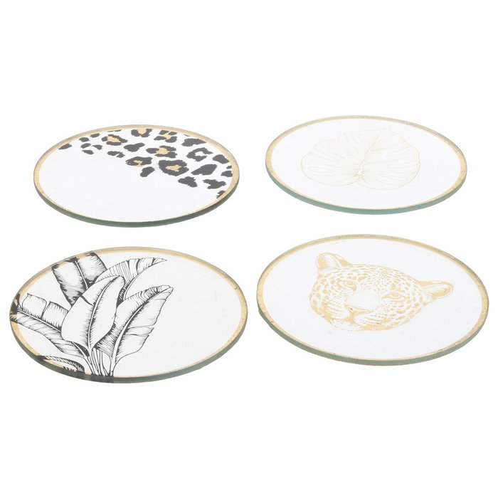Home Deco Factory Juego de 4 Posavasos Natural Wild Vidrio Espejo Dorado Negro Colección Good Deal Home Deco Factory Juego de 4 Posavasos Natural Wild Vidrio Espejo Dorado Negro Colección Good Deal