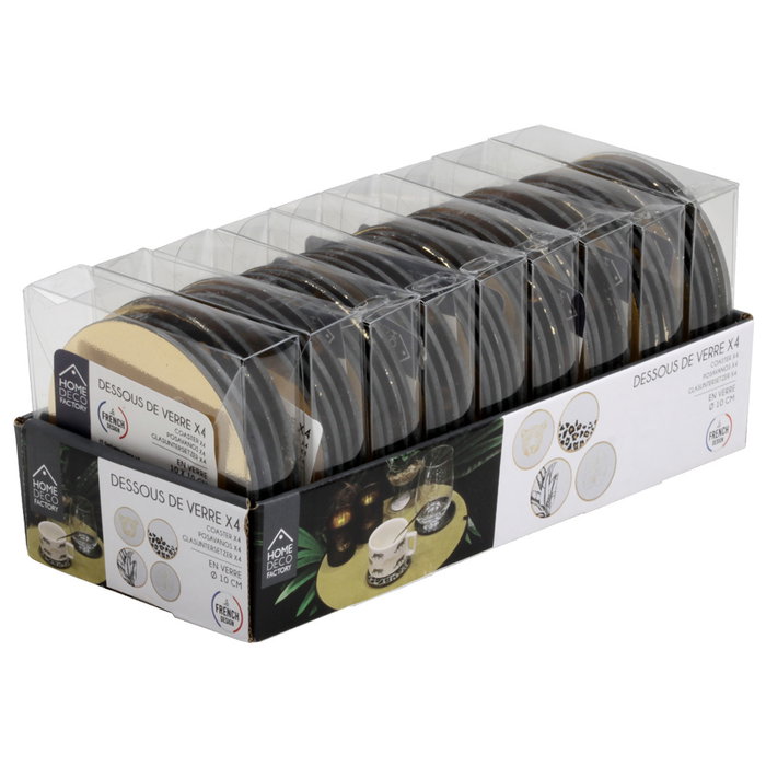 Home Deco Factory Juego de 4 Posavasos Natural Wild Vidrio Espejo Dorado Negro Colección Good Deal Home Deco Factory Juego de 4 Posavasos Natural Wild Vidrio Espejo Dorado Negro Colección Good Deal