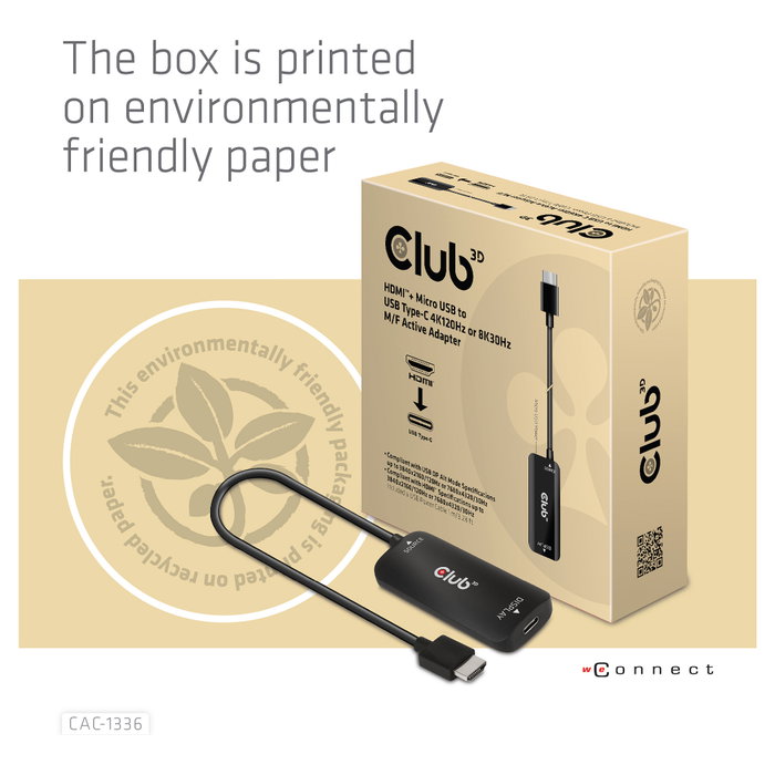 Club 3D CAC-1336 Adaptador HDMI + MicroUSB a USB-C 4K120Hz Club 3D CAC-1336 Adaptador HDMI + MicroUSB a USB-C 4K120Hz