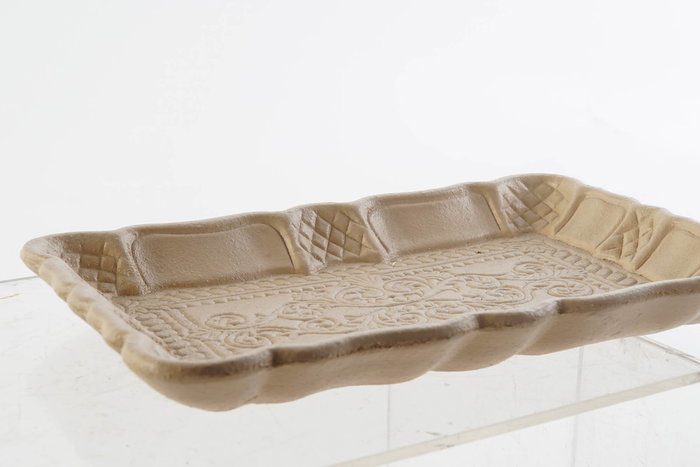 DKD Home Decor Bandeja Decoracion Indio Blanco Marron Claro MDF 12 x 2 x 19 cm (12 Unidades)