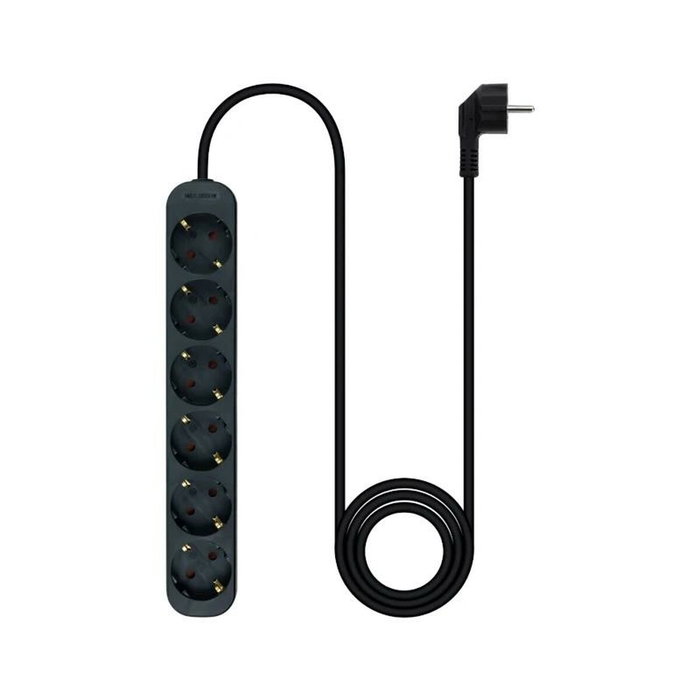 Nanocable Regleta de 6 Tomas, 1,4 m, Negra
