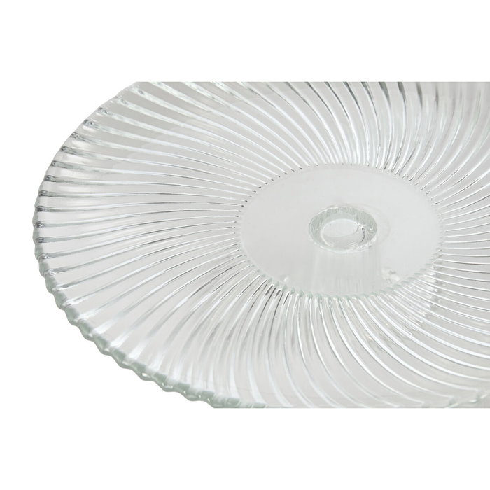 DKD Home Decor Plato de Cristal Transparente con Acabado Rayado 26x26x8 cm