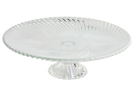 DKD Home Decor Plato de Cristal Transparente con Acabado Rayado 26x26x8 cm