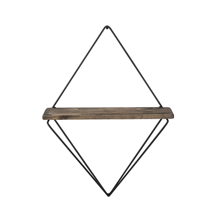 Hanah Home Estantería de Pared Madera Abeto y Metal Diseño Industrial 27x30x15 cm Nogal Oscuro Negro