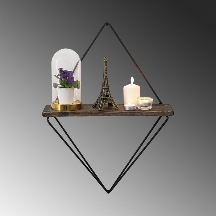 Hanah Home Estantería de Pared Madera Abeto y Metal Diseño Industrial 27x30x15 cm Nogal Oscuro Negro