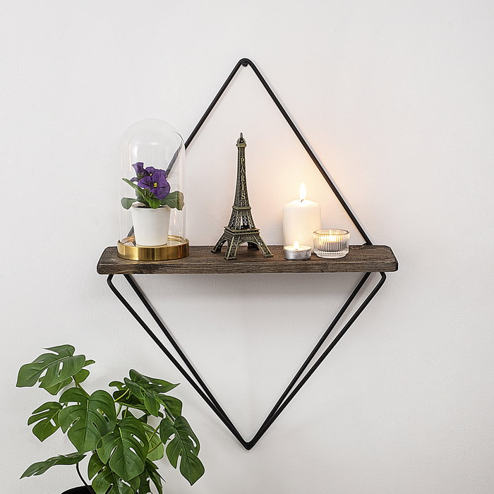Hanah Home Estantería de Pared Madera Abeto y Metal Diseño Industrial 27x30x15 cm Nogal Oscuro Negro