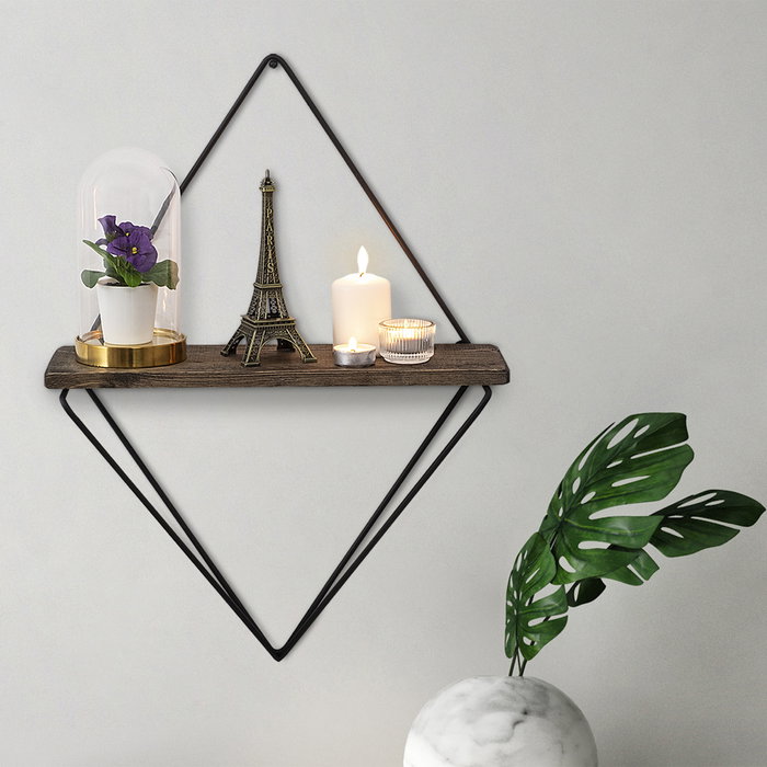 Hanah Home Estantería de Pared Madera Abeto y Metal Diseño Industrial 27x30x15 cm Nogal Oscuro Negro