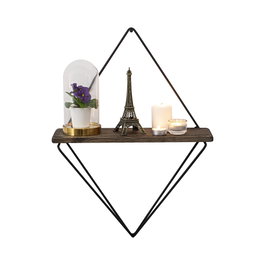 Hanah Home Estantería de Pared Madera Abeto y Metal Diseño Industrial 27x30x15 cm Nogal Oscuro Negro