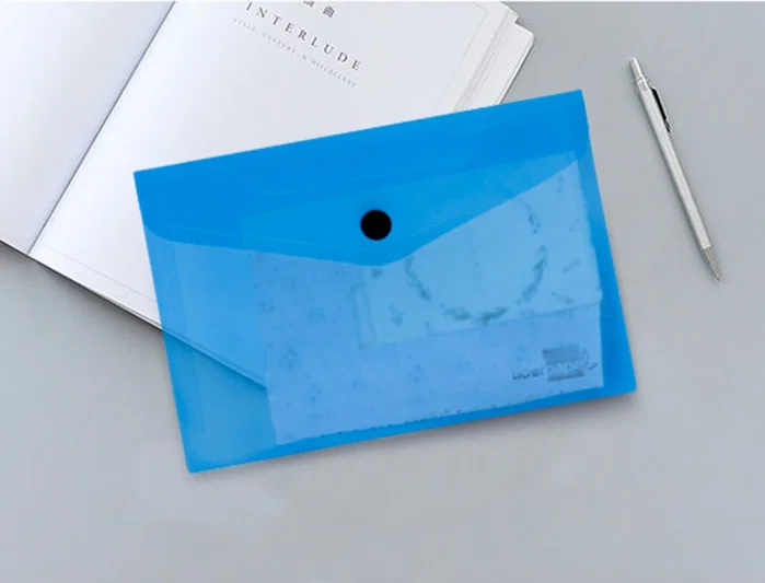 Liderpapel Carpeta dossier con broche azul translúcido DIN A6 Liderpapel Carpeta dossier con broche azul translúcido DIN A6