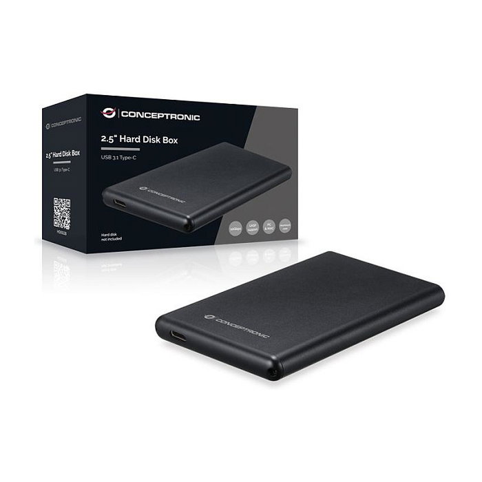 Conceptronic HDE02B Caja para disco duro 2.5 pol SATA USB-C