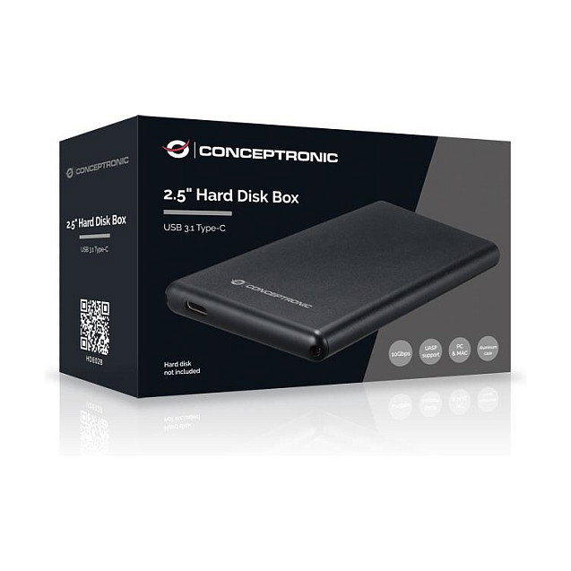 Conceptronic HDE02B Caja de disco duro 2.5 pulgadas USB-C 3.1 Negra Conceptronic HDE02B Caja de disco duro 2.5 pulgadas USB-C 3.1 Negra
